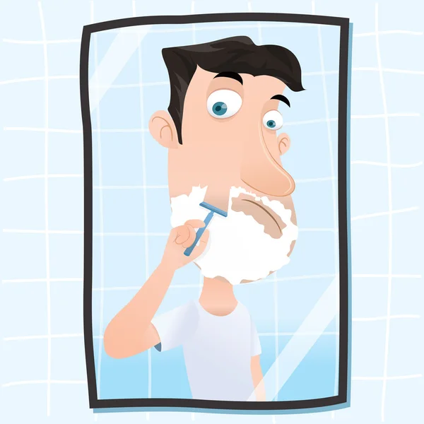 Man shaving his beard — Stock Vector