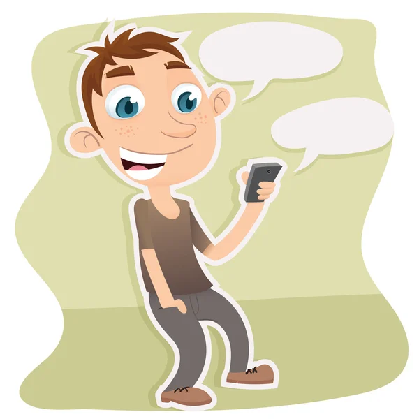 Homme utilisant un téléphone intelligent — Image vectorielle
