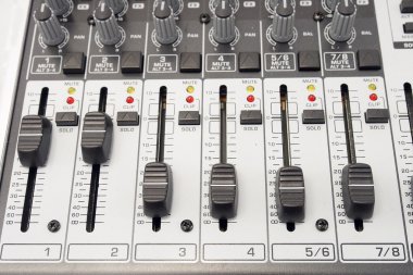 Müzik ve ses. Kontrol paneli bir ses karıştırıcı