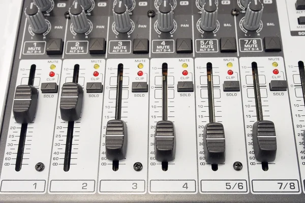 Music and sound. Control panel of an audio mixer — Stock Photo, Image