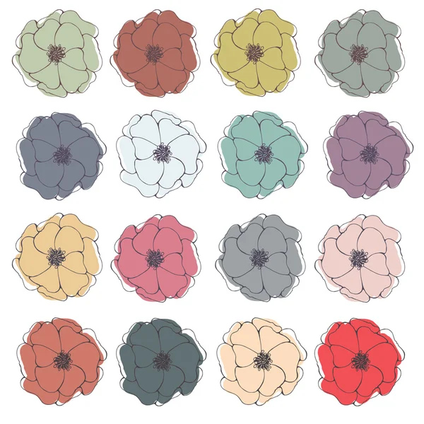 Set of 16 color flowers 