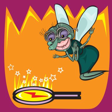 Cute little cartoon fly insect clipart