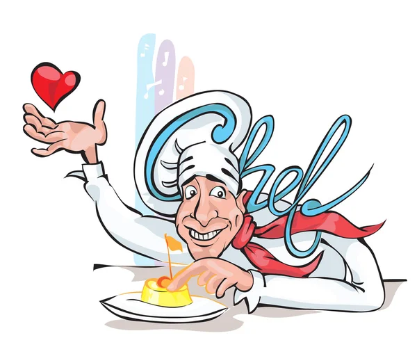 Cocinero feliz, Cocina Italiana — Vector de stock