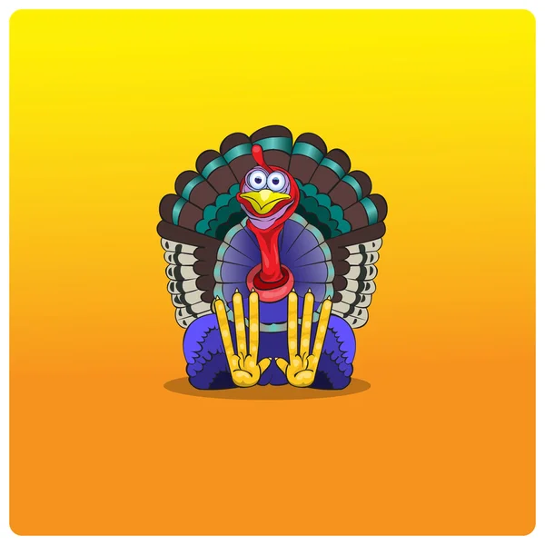 Den flerfärgade Turkiet-kuk sitter och väntar på Thanksgiving Day. — Stock vektor