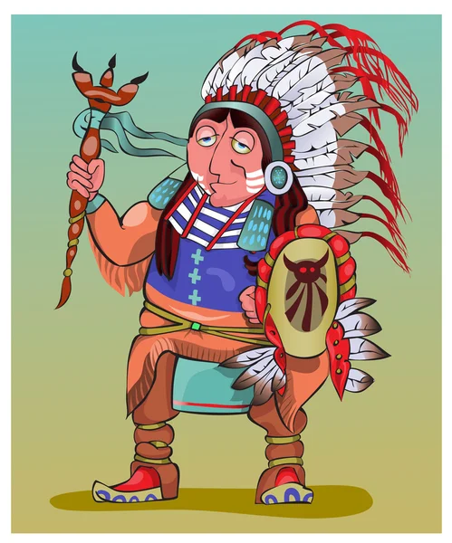 The American Indian in beautiful national clothes. — Stock Vector