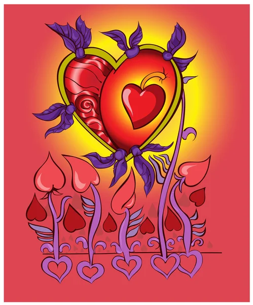 Coração voa no amor wings.vector ilustração — Vetor de Stock