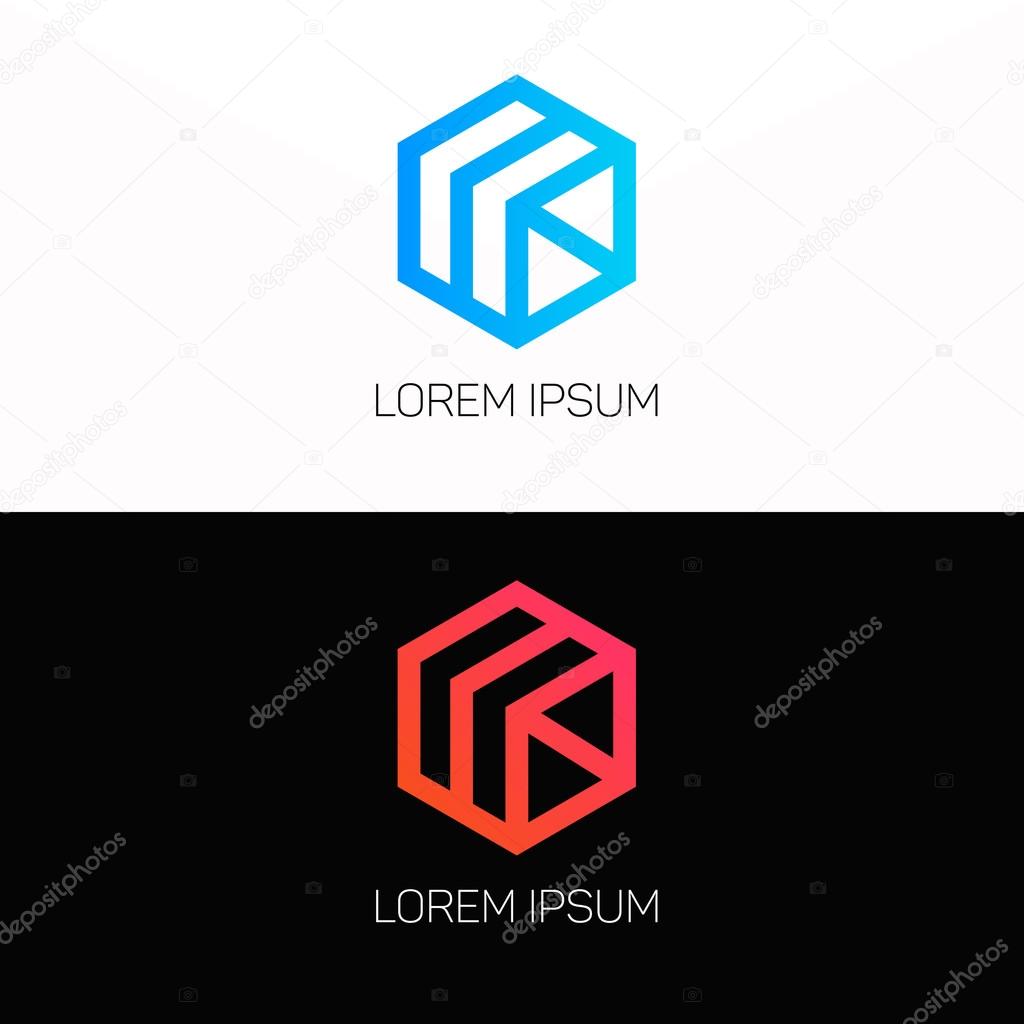Abstract cube logo company clean icon vector design