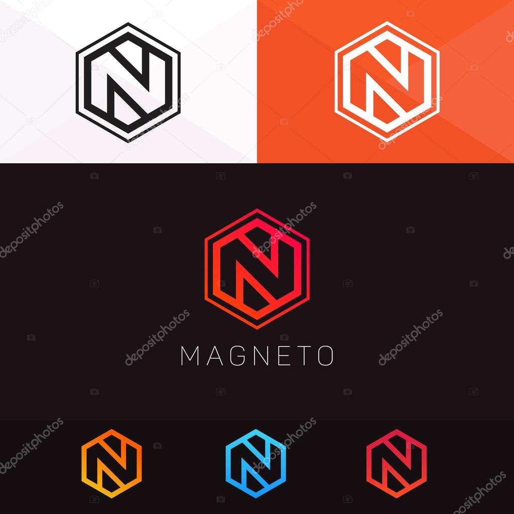 Abstract N letter logo company clean icon line art vector design