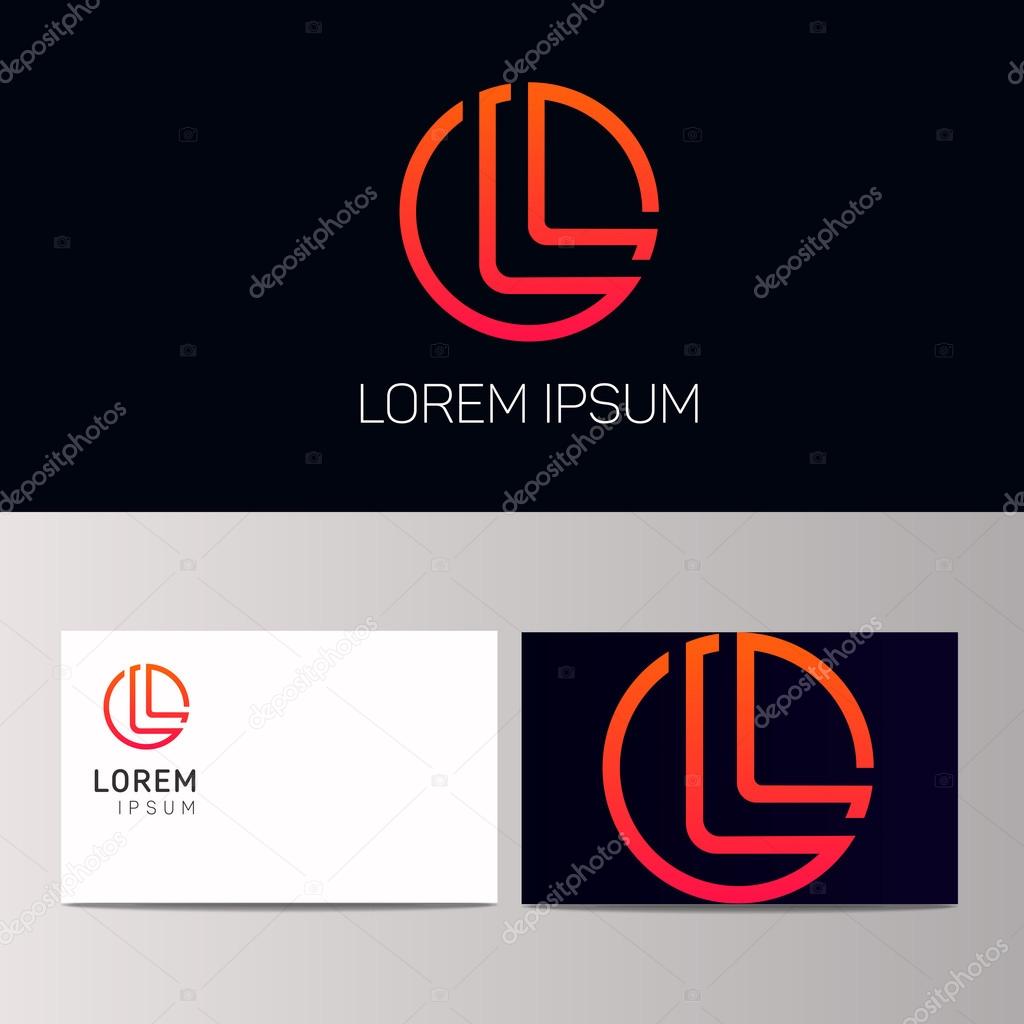 Abstract orange circle logo. L letter company sign round logo vector design