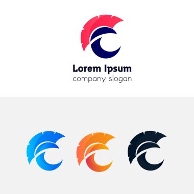 Soyut C harf logo simge gladyatör dümen sign tasarım vektör