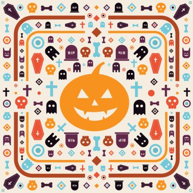 Soyut Cadılar Bayramı nakış desen vektör tasarımı