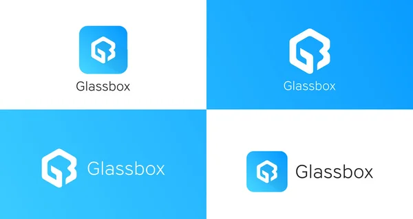 Glassbox ikonik logo işareti öğesi simge vektör. Etiket marka ident — Stok Vektör