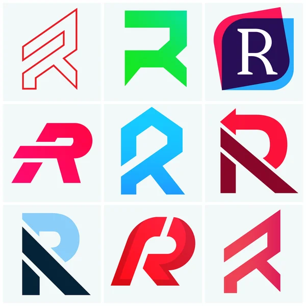 Compañía abstracta R letras signo vector logos icono paquete diseño — Vector de stock