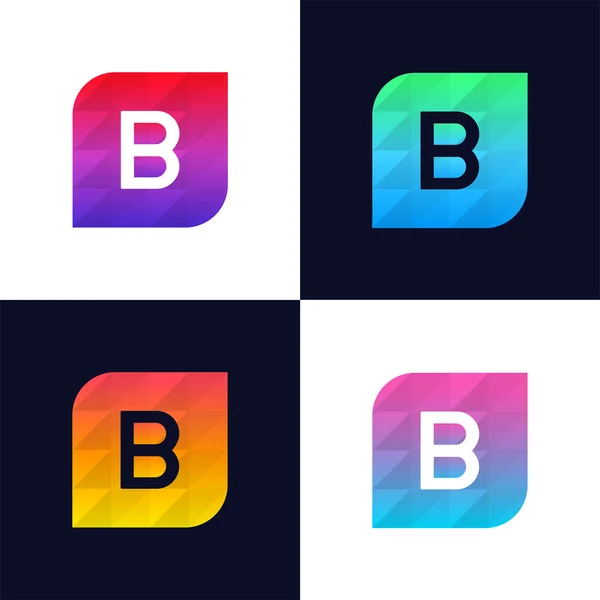 B brief logo pictogram mozaïek veelhoekige kleurrijke vormelement. Crea — Stockvector