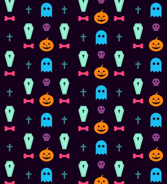 Patrón de signos de iconos de Halloween plana — Vector de stock