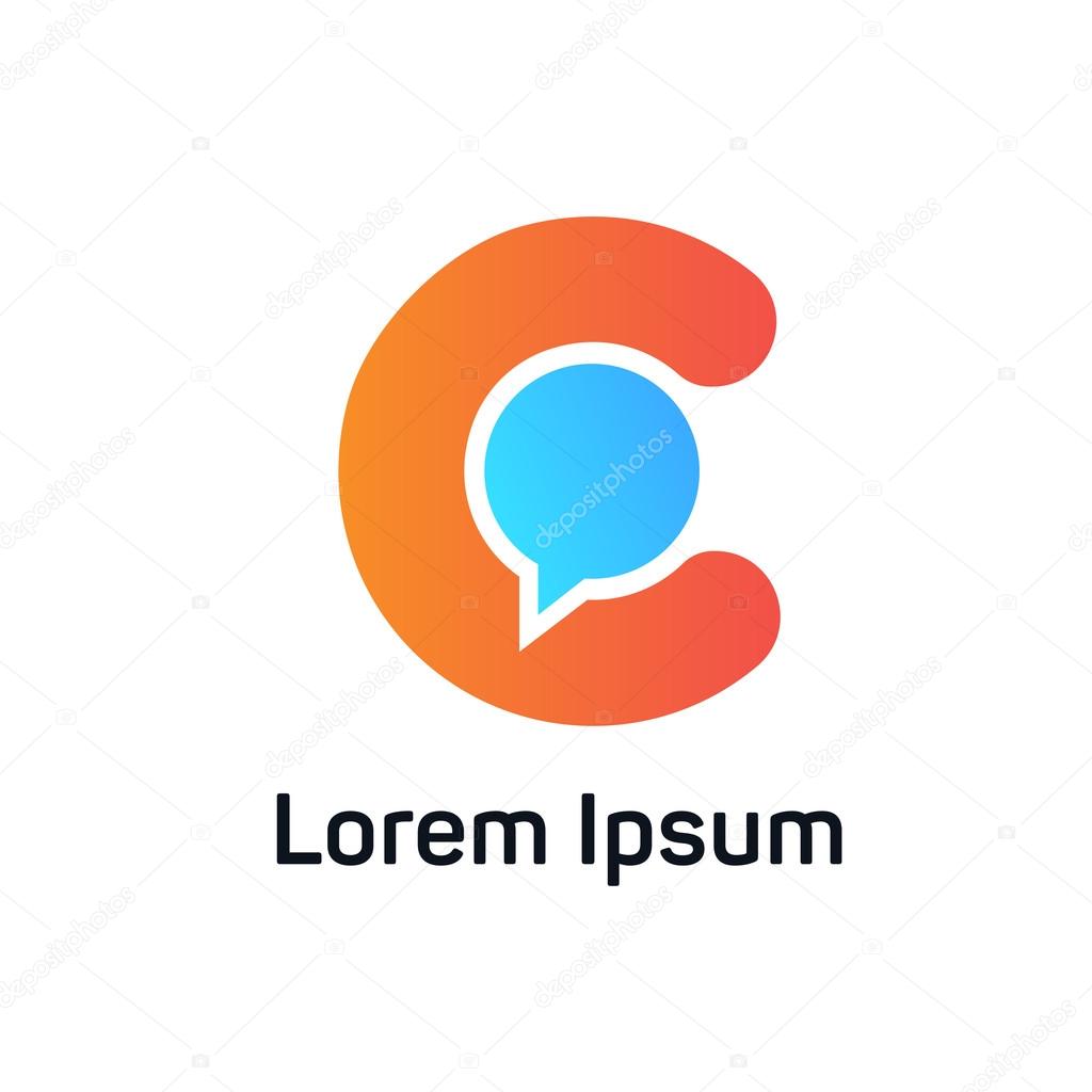 Abstract orange c letter company sign communication icon vector design