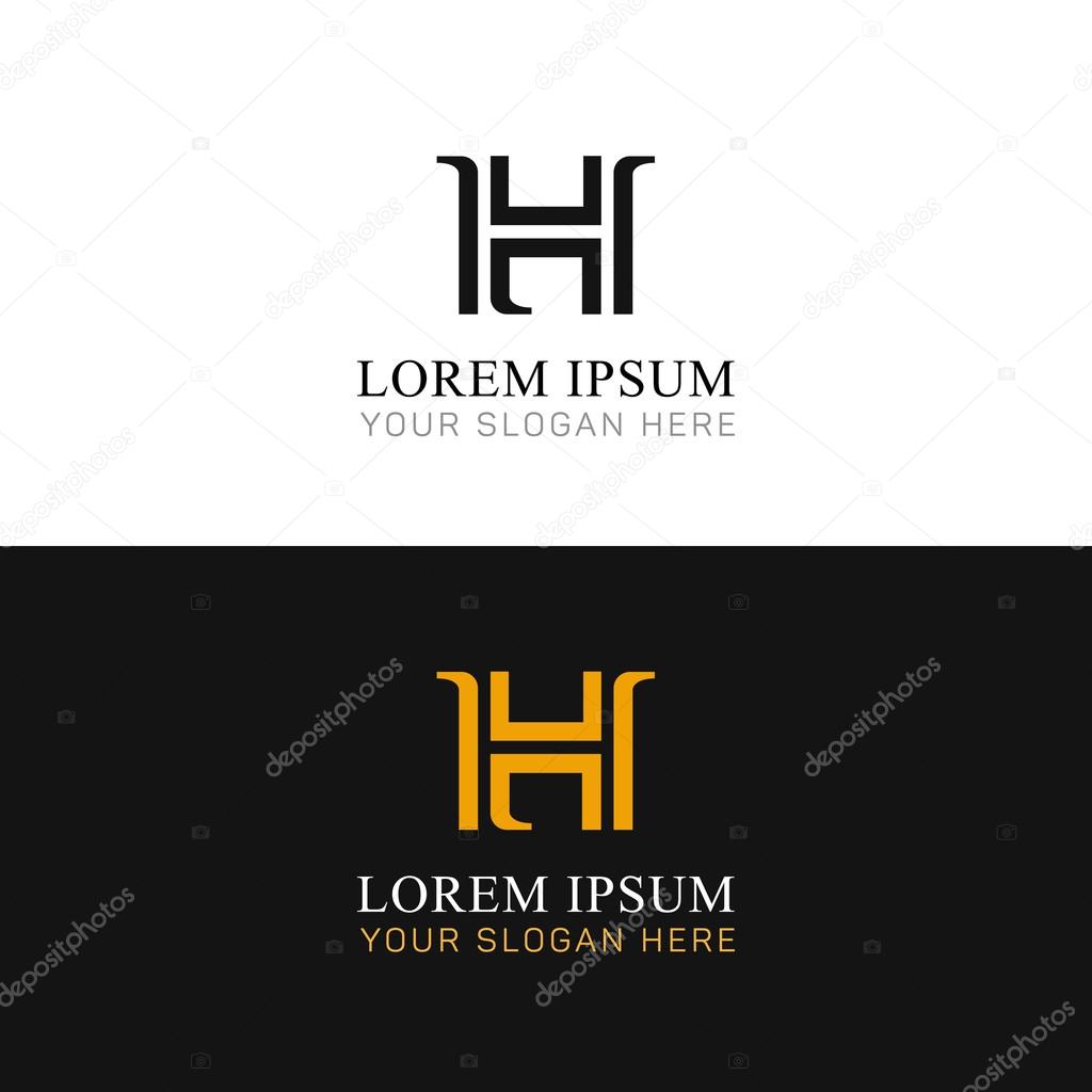H letter logo lines emblem sign vector element icon