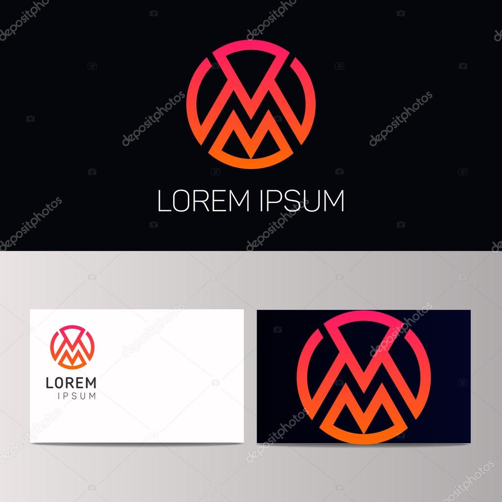 M letter icon sign in circle vector emblem. Company logo design