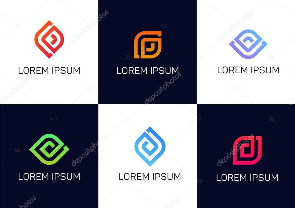 Company iconic logo shape elements. Abstract signs set vector design.