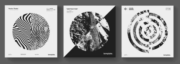 Modern minimal background. Abstract geometric music album cover. Textured circle shape vector design. Mid century art print. — Stock Vector