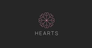 Soyut kalp süsü logosu işareti. Şömine simgesini çember yapın. Logot vektör tasarımına bayılıyorum. Hayırseverlik sembolü.