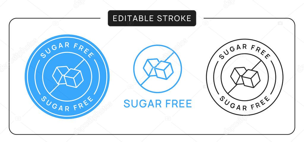 Sugar Free Linear Icon Sign, Editable Stroke.