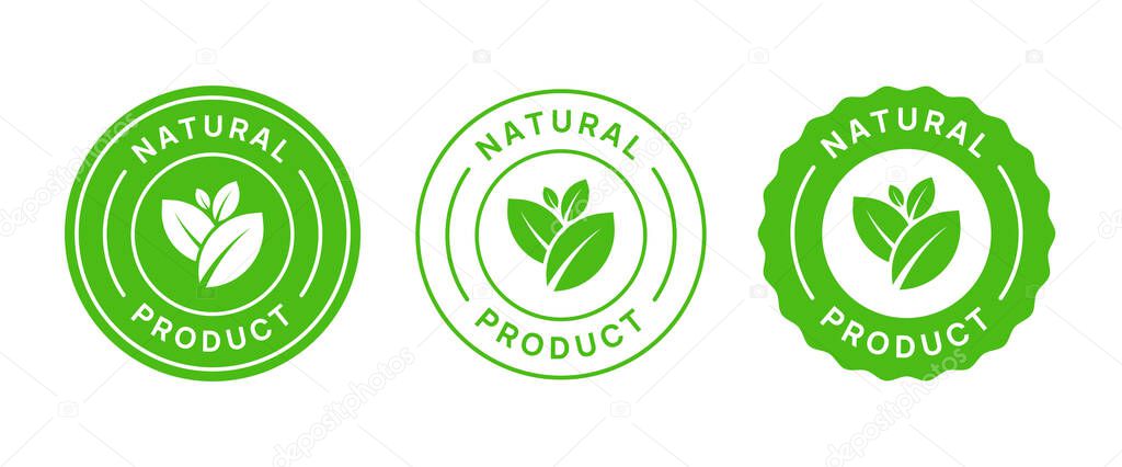 Natural Product Vector Icon Circle Sign. Healthy Food Emblem. Organic food Badge.