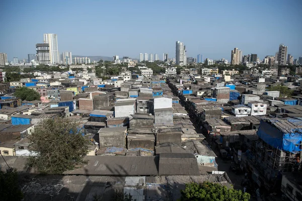 Mumbai Inde Mai 2020 Vue Aérienne Des Bidonvilles Dharavi Pendant — Photo