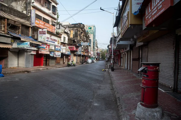 Mumbai India Mei 2020 Gesloten Winkels Een Marktgebied Sheikh Memon — Stockfoto