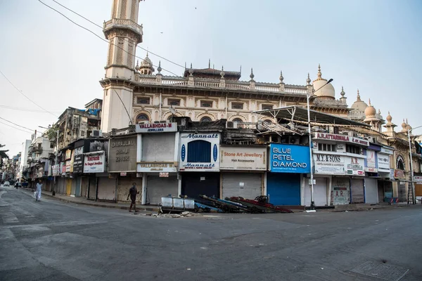 Mumbai Indien Mai 2020 Geschlossene Geschäfte Einem Marktgebiet Jama Masjid — Stockfoto