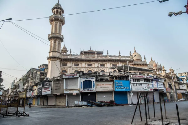 Mumbai Índia Maio 2020 Lojas Fechadas Uma Área Mercado Jama — Fotografia de Stock