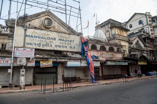 Mumbai India Mei 2020 Gesloten Winkels Een Marktgebied Markt Van — Stockfoto