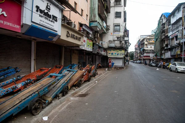 Mumbai India Mei 2020 Gesloten Winkels Een Marktgebied Aan Abdul — Stockfoto