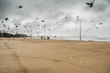 MUMBAI / INDIA - 6 AĞUSTOS 2020: Ülke çapındaki tecrit sırasında terk edilmiş Girgaon chowpatty 'nin genel görünümü.