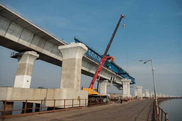 Mumbai India Diciembre 2020 Una Vista Construcción Mumbai Trans Harbour — Foto de Stock