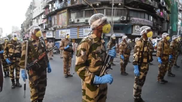 Mumbai India Května 2020 Ústřední Průmyslová Bezpečnostní Jednotka Cisf Obličejových — Stock video