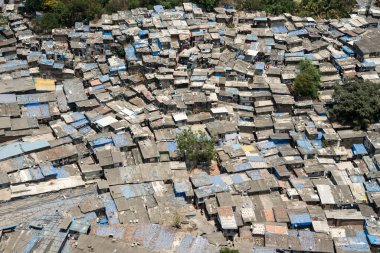 MUMBAI-INDIA - April 10, 2021: Aerial view of slum in Borivali.