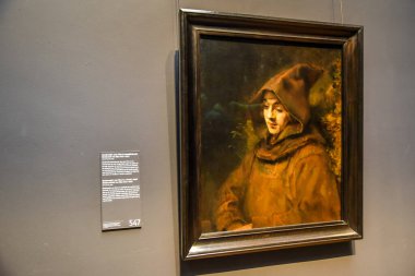 Amsterdam, Hollanda 'daki Rijksmuseum' da Rembrandt 'ın ünlü resimleri..