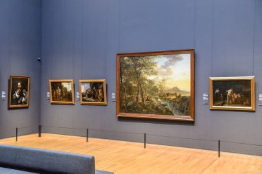One of the many halls with masterpieces in the Rijksmuseum in Amsterdam, the Netherlands. clipart