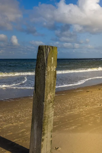Den Helder, Netherlands. August 2021. The first beach post on the beach of Den Helder. — Stock Photo, Image