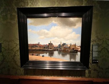 Lahey, Hollanda 'da. 4 Aralık 2025. Delft manzarası, Johannes Vermeer 'in bir tablosu. Yüksek kalite fotoğraf