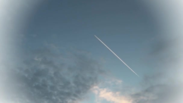 Avion Haut Dans Ciel Coucher Soleil — Video
