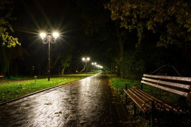 akşam park, sokak fener ile