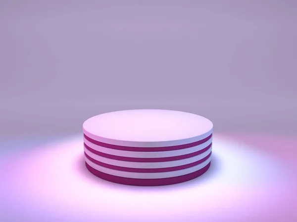 シリンダー紫色の表彰台 幾何学と抽象最小シーン 化粧品のプレゼンテーションを表示するシーン 空の空間をデザインします ショーケース ショップフロント ディスプレイケース 3Dレンダリング — ストック写真