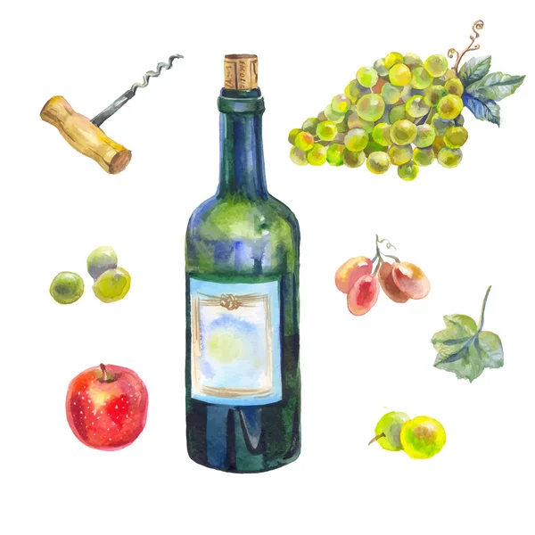 Aquarela coleção de vinhos —  Vetores de Stock