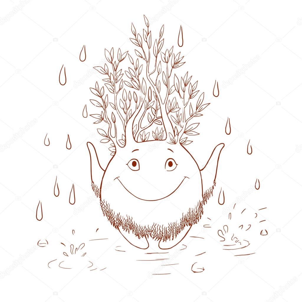 Disegni da colorare per i bambini lo spirito della foresta godersi la vita lo spirito della natura Creature di fantasia carina contorno nella testa che