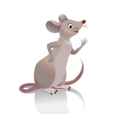 Mouse waves her hand you. Little gray-brown vole is in profile a clipart