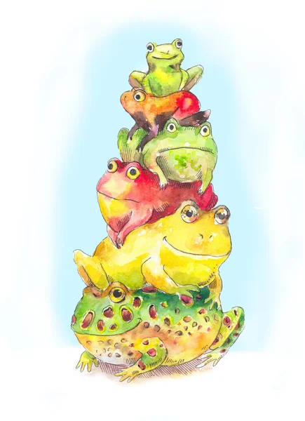 Bunch of toads. Funny illustration with bunch of toads. Hand dra