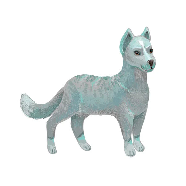 Disegno di grigio fantastico cane in stile matite a colori . — Vettoriale Stock