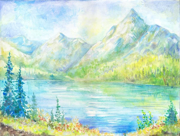 Oil Painting Mountain — Stock Photo, Image
